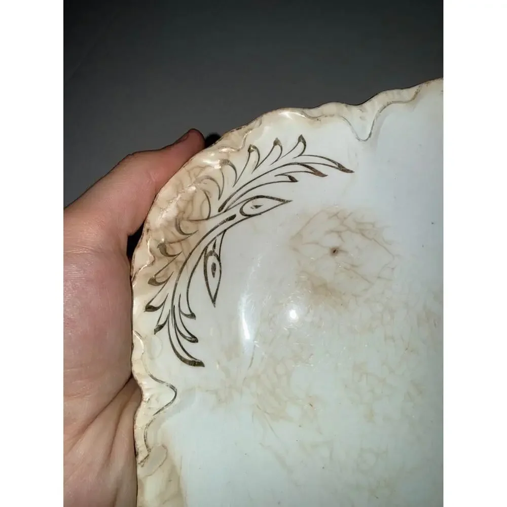 Vintage W.S. George Radisson Platter 16” x 11-1/2” Good Used Cond. White/Gold